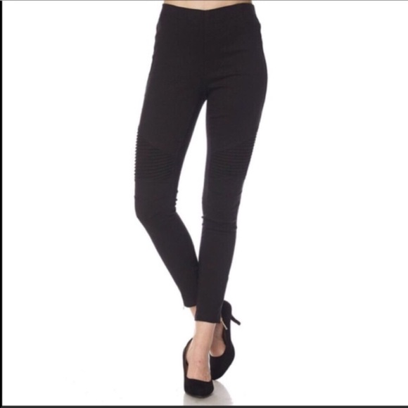 NEW Black Stretchy Biker Pants- Leggings - Picture 2 of 6